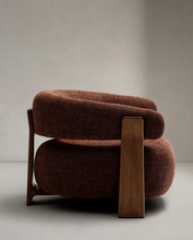 Load image into Gallery viewer, Granite Armchair Brown Chenille &amp; Walnut