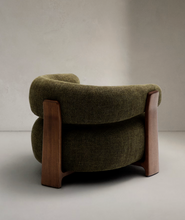 Load image into Gallery viewer, Granite Armchair Green Chenille &amp; Walnut