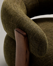 Load image into Gallery viewer, Granite Armchair Green Chenille &amp; Walnut