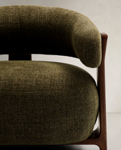 Load image into Gallery viewer, Granite Armchair Green Chenille &amp; Walnut