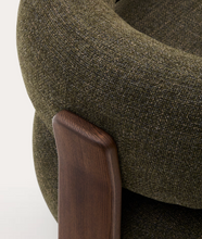 Load image into Gallery viewer, Granite Armchair Green Chenille &amp; Walnut