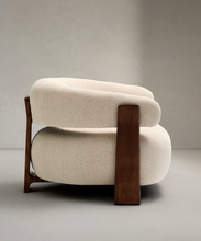 Load image into Gallery viewer, Granite Armchair Beige Chenille &amp; Walnut