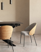 Load image into Gallery viewer, Eamy Chair Light Grey Chenille &amp; Natural Finish