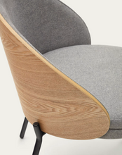 Load image into Gallery viewer, Eamy Chair Light Grey Chenille &amp; Natural Finish