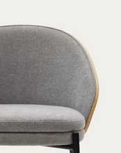 Load image into Gallery viewer, Eamy Chair Light Grey Chenille &amp; Natural Finish