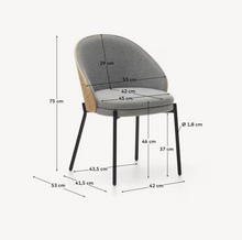 Load image into Gallery viewer, Eamy Chair Light Grey Chenille &amp; Natural Finish