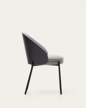 Load image into Gallery viewer, Eamy Chair Light Grey Chenille &amp; Black Finish
