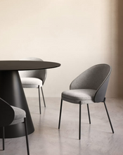 Load image into Gallery viewer, Eamy Chair Light Grey Chenille &amp; Black Finish
