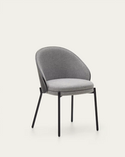 Load image into Gallery viewer, Eamy Chair Light Grey Chenille &amp; Black Finish