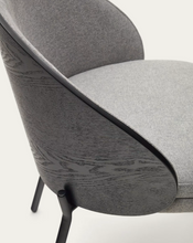 Load image into Gallery viewer, Eamy Chair Light Grey Chenille &amp; Black Finish