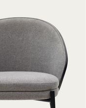 Load image into Gallery viewer, Eamy Chair Light Grey Chenille &amp; Black Finish