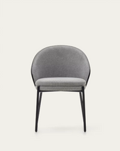 Load image into Gallery viewer, Eamy Chair Light Grey Chenille &amp; Black Finish