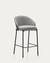 Load image into Gallery viewer, Eamy Stool Grey Chenille &amp; Black Finish 65cm