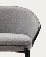 Load image into Gallery viewer, Eamy Stool Grey Chenille &amp; Black Finish 65cm