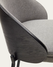 Load image into Gallery viewer, Eamy Stool Grey Chenille &amp; Black Finish 65cm