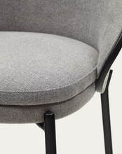 Load image into Gallery viewer, Eamy Stool Grey Chenille &amp; Black Finish 65cm