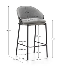 Load image into Gallery viewer, Eamy Stool Grey Chenille &amp; Black Finish 65cm