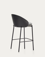 Load image into Gallery viewer, Eamy Stool Grey Chenille &amp; Black Finish 65cm