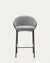 Load image into Gallery viewer, Eamy Stool Grey Chenille &amp; Black Finish 65cm
