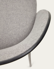 Load image into Gallery viewer, Eamy Stool Grey Chenille &amp; Black Finish 65cm
