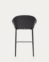 Load image into Gallery viewer, Eamy Stool Grey Chenille &amp; Black Finish 65cm