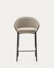 Load image into Gallery viewer, Eamy Stool Light Brown Chenille &amp; Walnut Finish 65 cm
