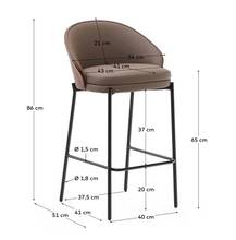 Load image into Gallery viewer, Eamy Stool Brown Faux Leather &amp; Walnut Finish 65 cm