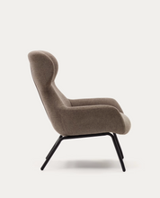Load image into Gallery viewer, Belina Armchair Light Brown Chenille &amp; Black Leg