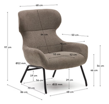 Load image into Gallery viewer, Belina Armchair Light Brown Chenille &amp; Black Leg