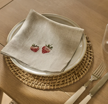 Load image into Gallery viewer, Strawberry Linen Embroidered Napkins - Set of 4