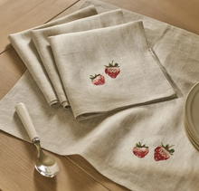 Load image into Gallery viewer, Strawberry Linen Embroidered Napkins - Set of 4