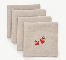 Load image into Gallery viewer, Strawberry Linen Embroidered Napkins - Set of 4