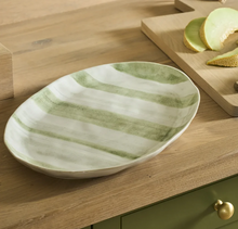Load image into Gallery viewer, Hollywell Oval Platter, Green Stripe
