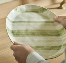 Load image into Gallery viewer, Hollywell Oval Platter, Green Stripe