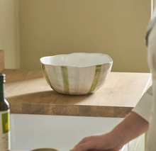 Load image into Gallery viewer, Hollywell Serving Bowl, Green Stripe
