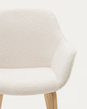 Load image into Gallery viewer, Aleli chair in white bouclé with solid ash wood legs and natural finish