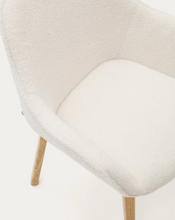Load image into Gallery viewer, Aleli chair in white bouclé with solid ash wood legs and natural finish
