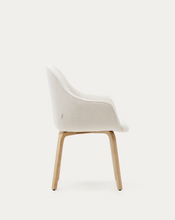 Load image into Gallery viewer, Aleli chair in white bouclé with solid ash wood legs and natural finish
