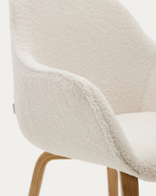 Load image into Gallery viewer, Aleli chair in white bouclé with solid ash wood legs and natural finish