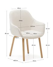 Load image into Gallery viewer, Aleli chair in white bouclé with solid ash wood legs and natural finish