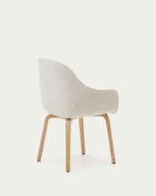 Load image into Gallery viewer, Aleli chair in white bouclé with solid ash wood legs and natural finish