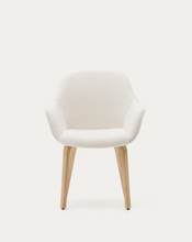 Load image into Gallery viewer, Aleli chair in white bouclé with solid ash wood legs and natural finish