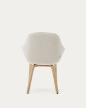 Load image into Gallery viewer, Aleli chair in white bouclé with solid ash wood legs and natural finish
