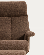 Load image into Gallery viewer, Toriel brown micro reclining swivel armchair with footrest and black legs
