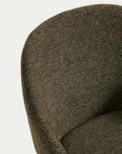 Load image into Gallery viewer, Meila chair with armrests in green chenille with legs in natural finish