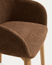 Load image into Gallery viewer, Meila chair with armrests in terracotta chenille with legs in natural finish