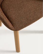 Load image into Gallery viewer, Meila chair with armrests in terracotta chenille with legs in natural finish