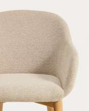 Load image into Gallery viewer, Meila chair with armrests in beige chenille with legs in natural finish