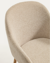 Load image into Gallery viewer, Meila chair with armrests in beige chenille with legs in natural finish