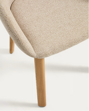 Load image into Gallery viewer, Meila chair with armrests in beige chenille with legs in natural finish